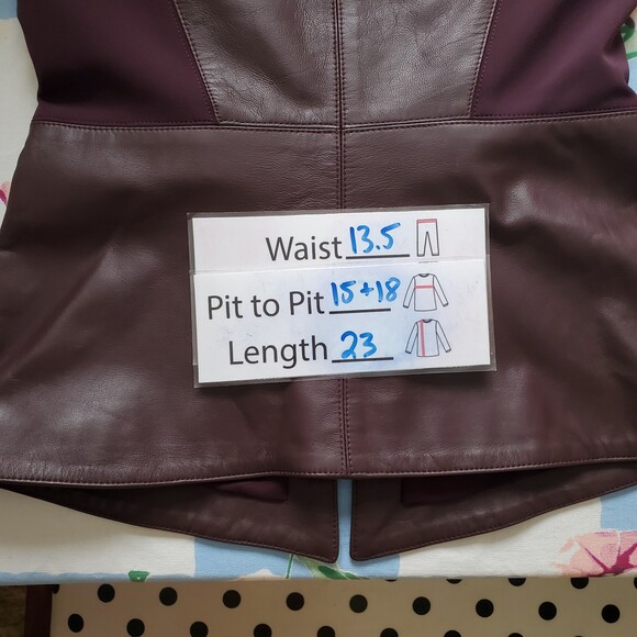 Veronica Beard 0 Leather Corset Back Vest Peplum Sleeveless Burgundy Plum Tank - Picture 5 of 12